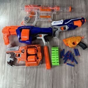 Lot Of Five Nerf Guns And Accessories With 50 Darts